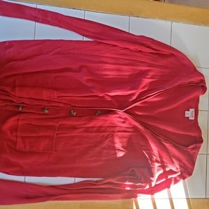 Red cardigan